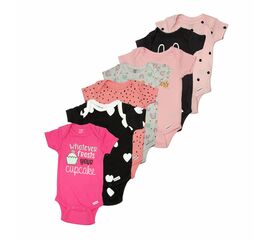 מארז 7 בגדי גוף קצרים Gerber, Color: שחור, מידות: NB