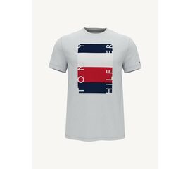 חולצה קצרה טומי הילפיגר בצבע לבן לוגו המותג בחזית