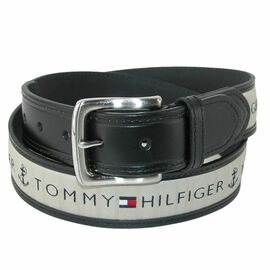 חגורה משולבת עור ובד Tommy hilfiger בד אפור סיטונאות