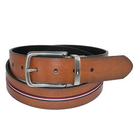 חגורה מעור Tommy hilfiger עור חום עם בד רקום סיטונאות