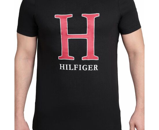 טישרט TOMMY HILFIGER הדפס H שחור, Color: שחור, בחר מידה: XL