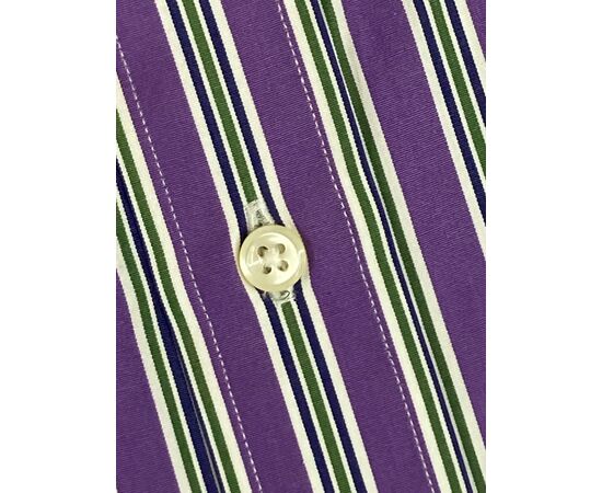 מכופתרת POLO RALPH LAUREN - classic fit פסים סגול ירוק, Color: סגול, בחר מידה: (34/35) 18/XXL, 2 image מכופתרת POLO RALPH LAUREN - classic fit פסים סגול ירוק, Color: סגול, בחר מידה: (34/35) 18/XXL, 2 image