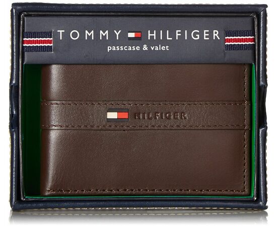 ארנק עור טומי בצבע חום כהה בשילוב לוגו המותג באמצע, Color: חום, 2 image