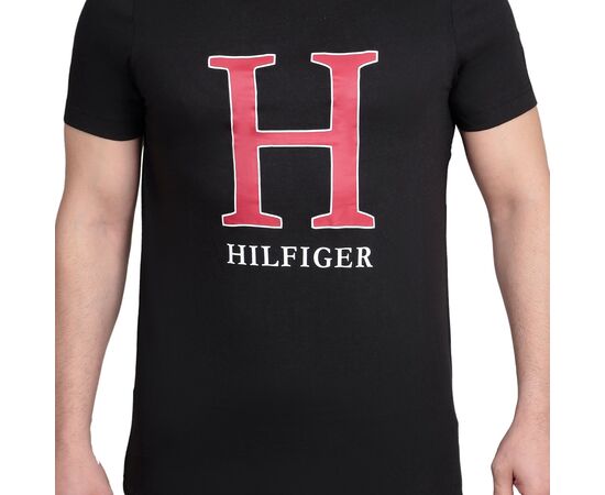 טישרט TOMMY HILFIGER הדפס H שחור סיטונאות