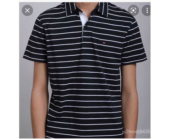 חולצת פולו TOMMY HILFIGER פסים כחול לבן סיטונאות
